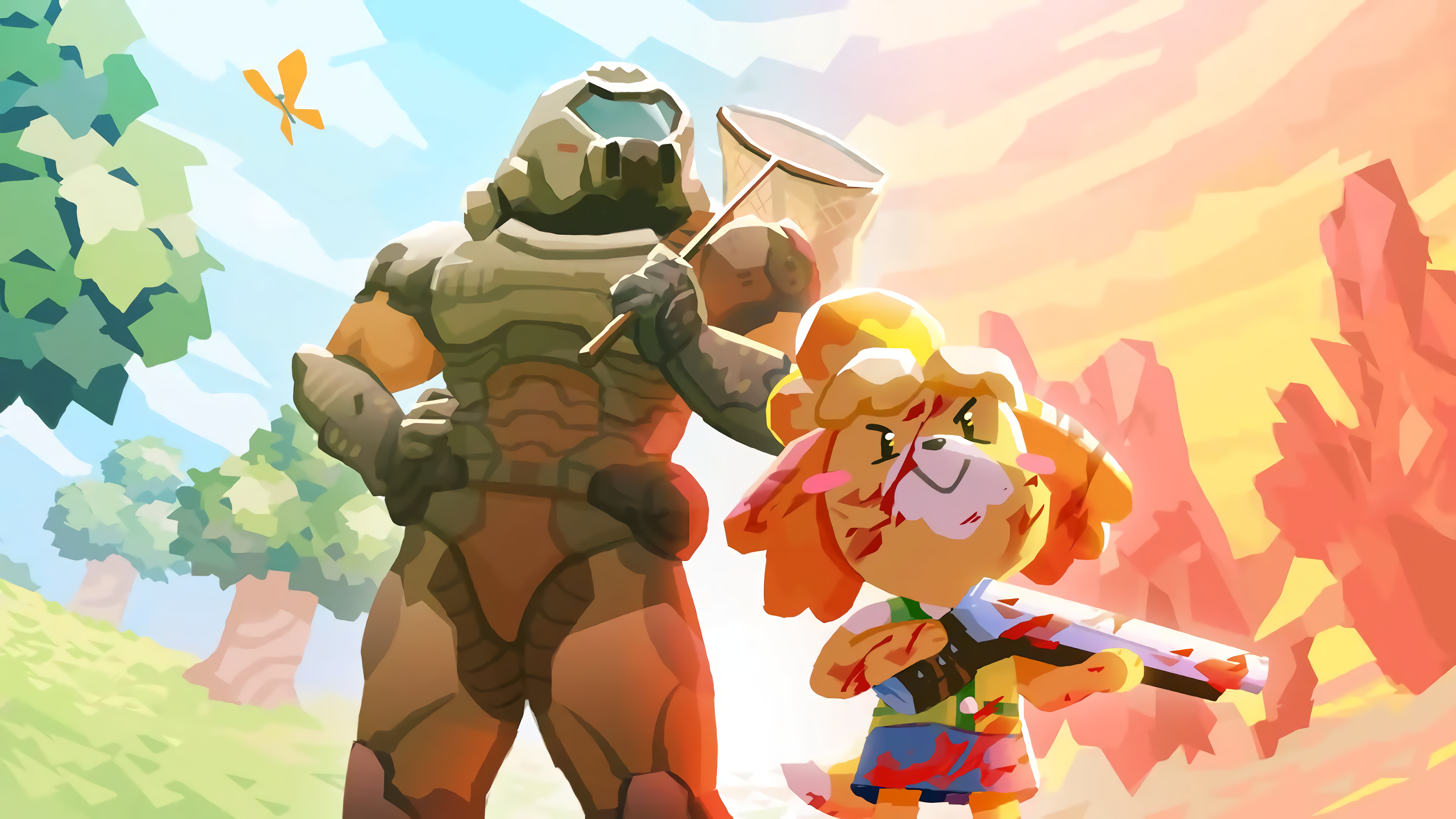 DOOM Slayer and Isabelle DOOM Eternal and Animal Crossing