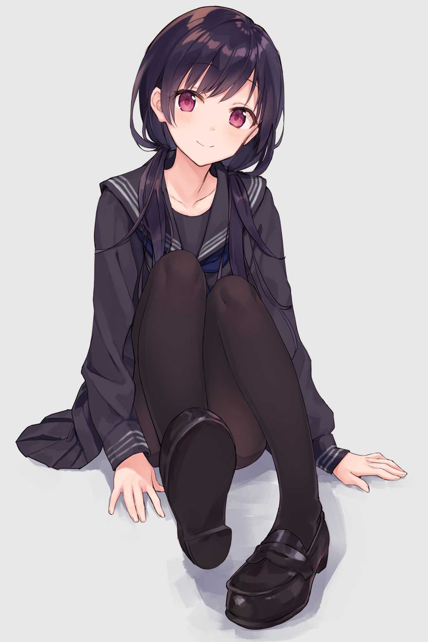 Download cute, anime girl, red eyes, black uniform 1440x2630 wallpaper, samsung galaxy note 8, 1440x2630 HD image, background, 7480