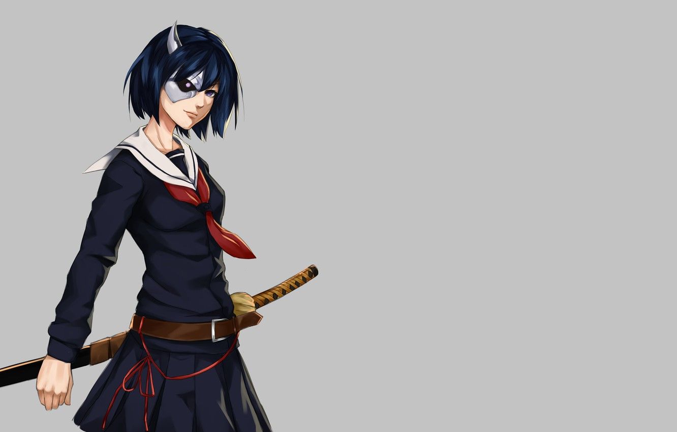 Wallpaper sword, katana, ken, blade, mask, martial artist, bishojo