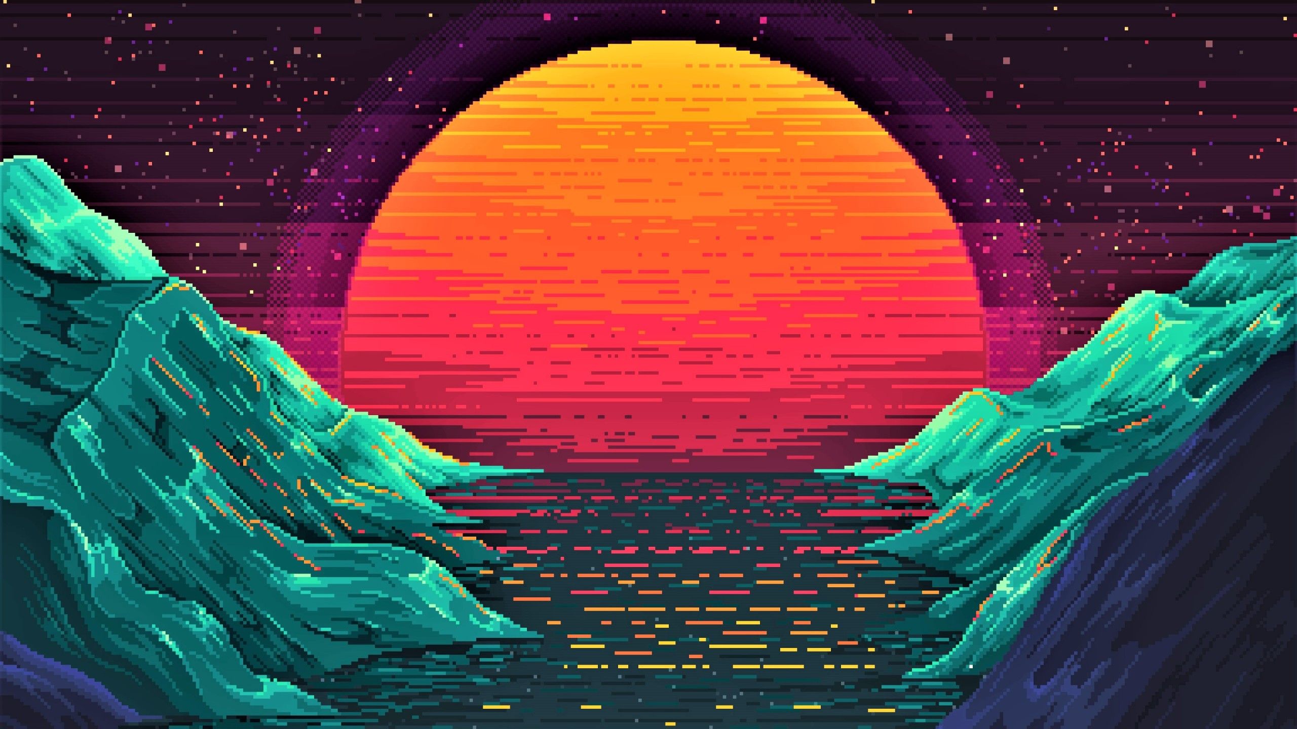 Wallpaper Retrowave, sunset, orange, 4K, Art