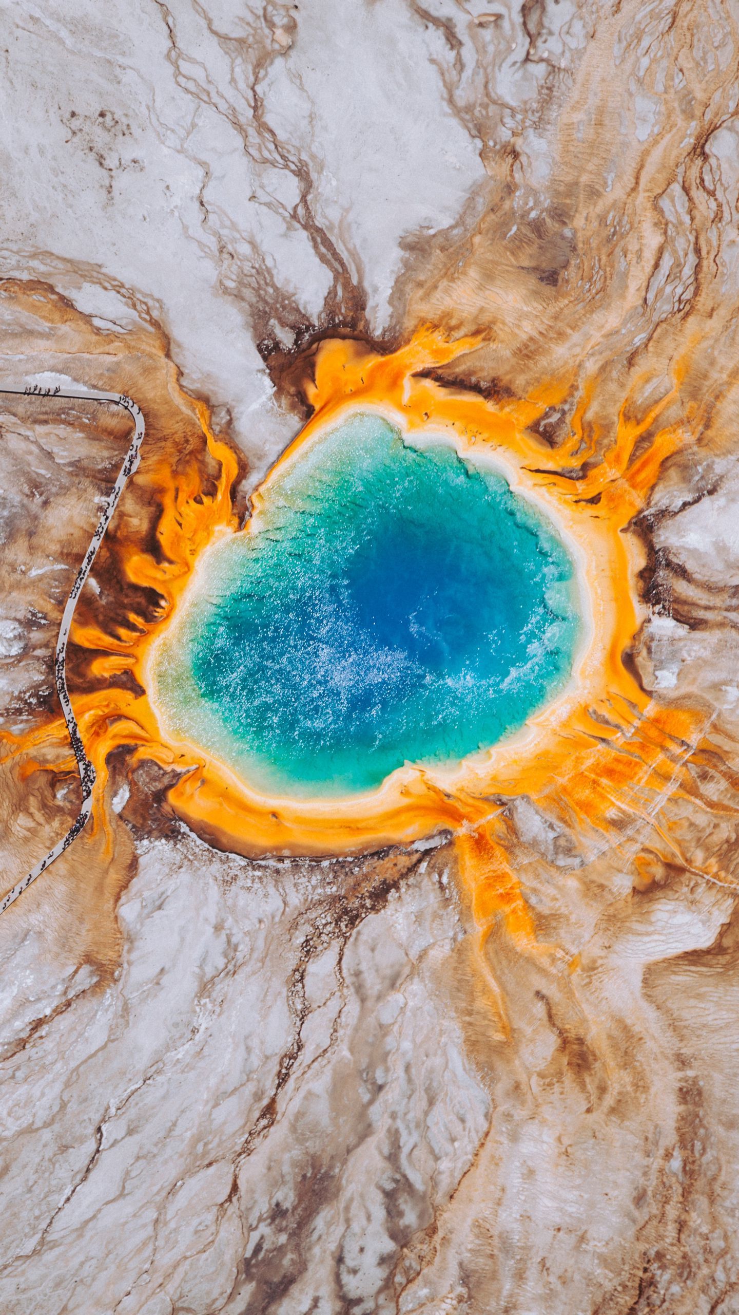 Download wallpaper 1440x2560 grand prismatic spring, surface