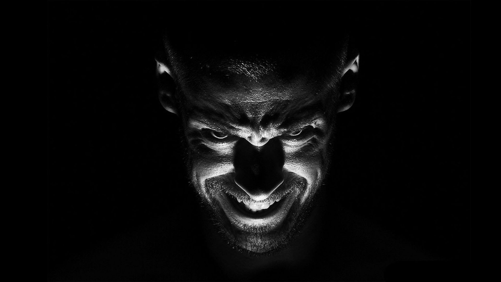 Black And White Demon Portrait Photography Wallpaper