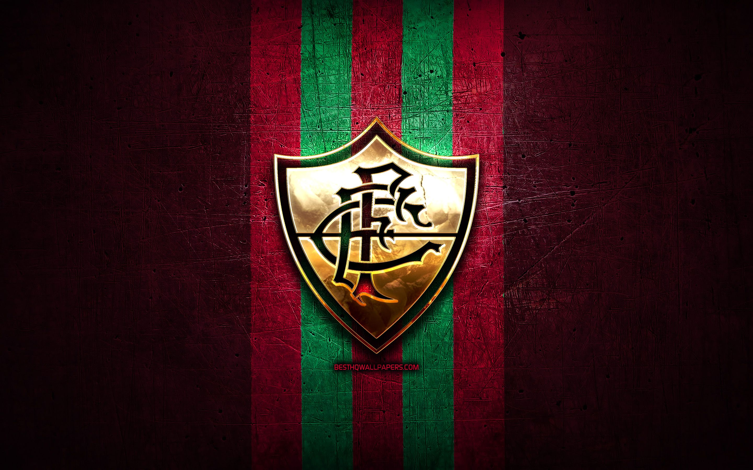 Download wallpaper Fluminense FC, golden logo, Serie A, purple