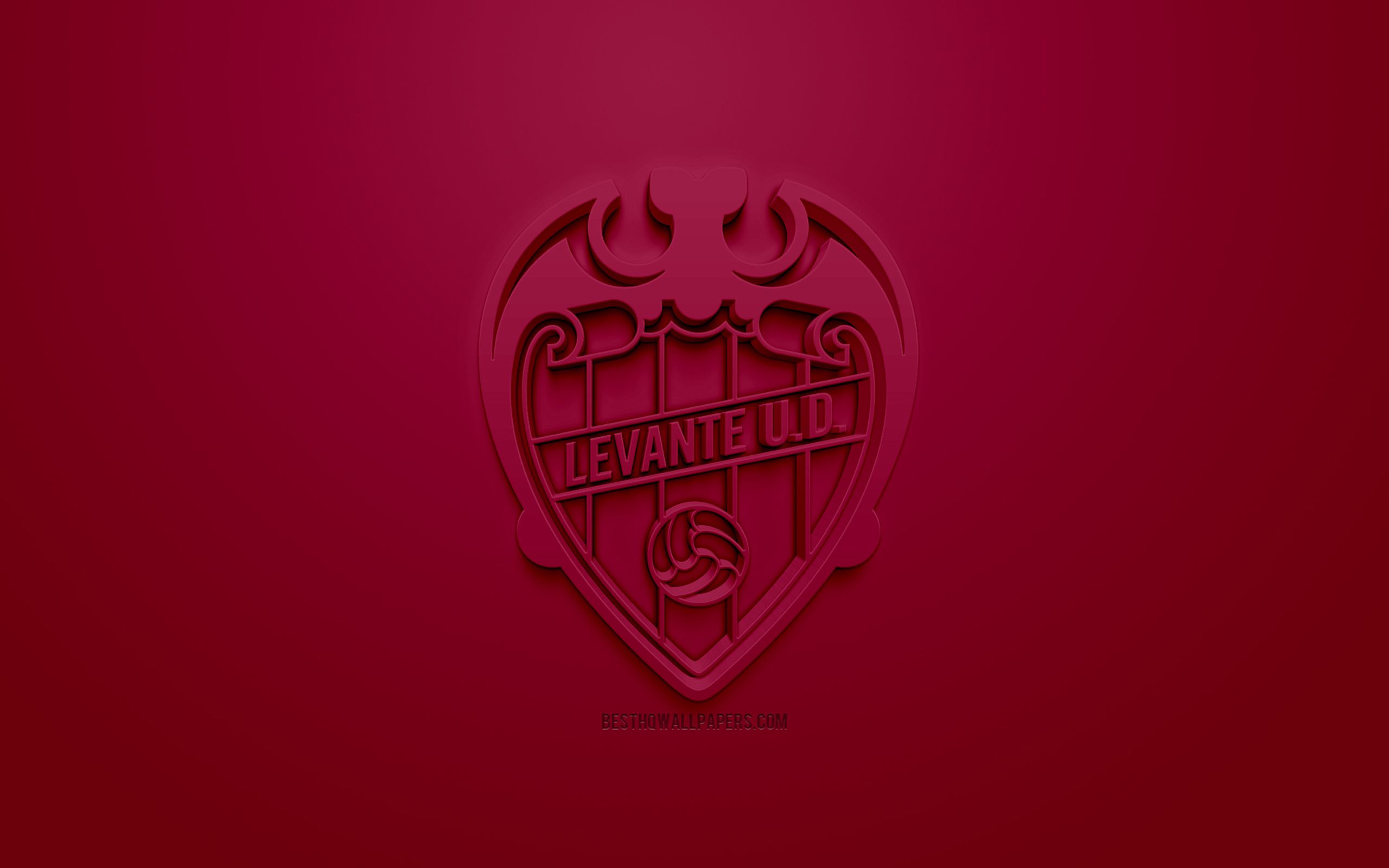 Download wallpaper Levante UD, creative 3D logo, burgundy