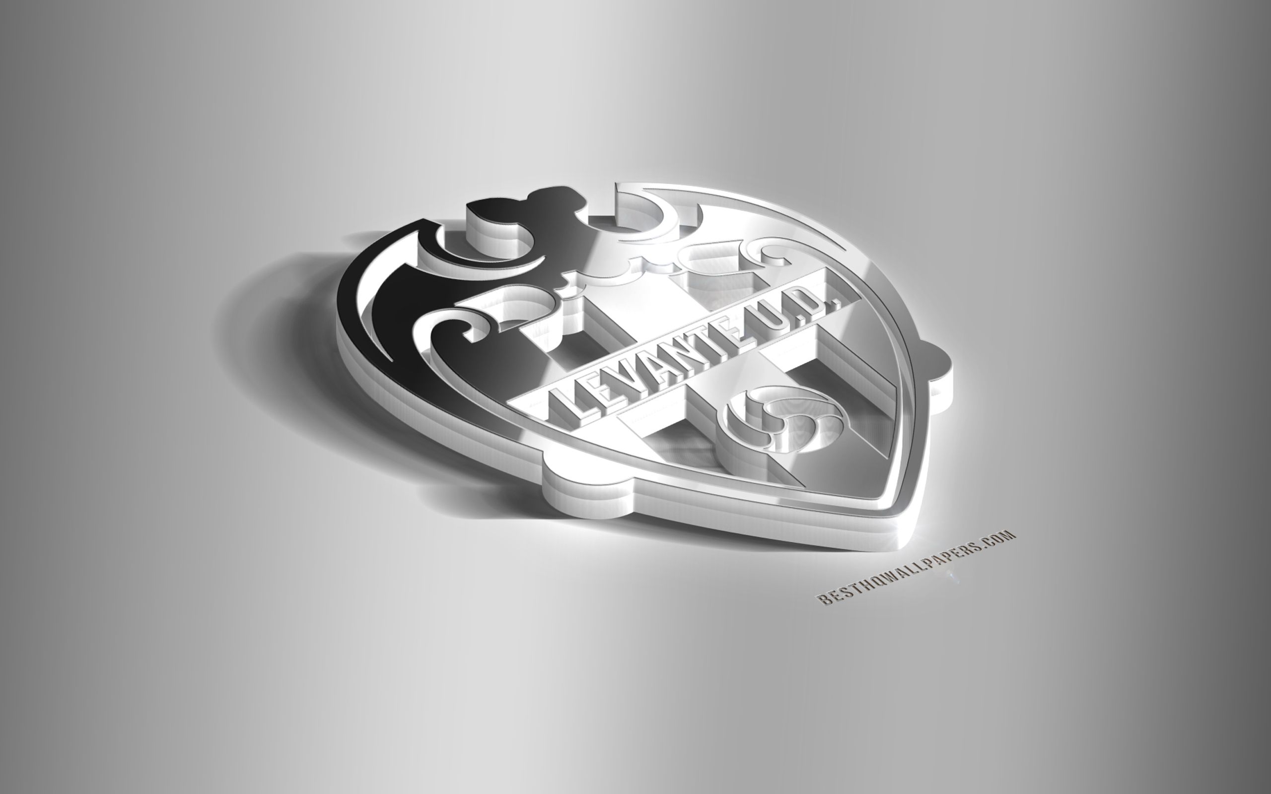 Download wallpaper Levante UD, 3D steel logo, Spanish football