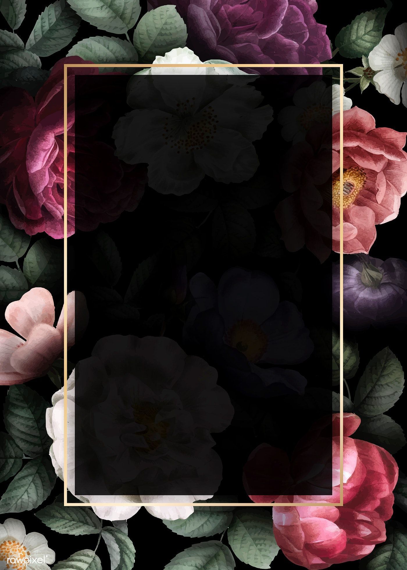 Blank floral invitation card vector. premium image / busbus / Minty / manotan. Floral invitation, Flower background wallpaper, Flower background