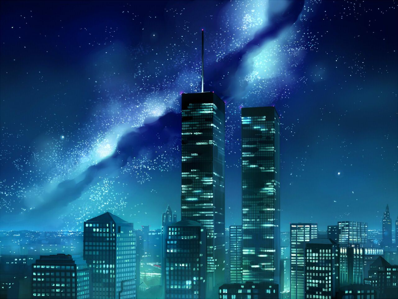 building city night original scenic seo tatsuya sky stars