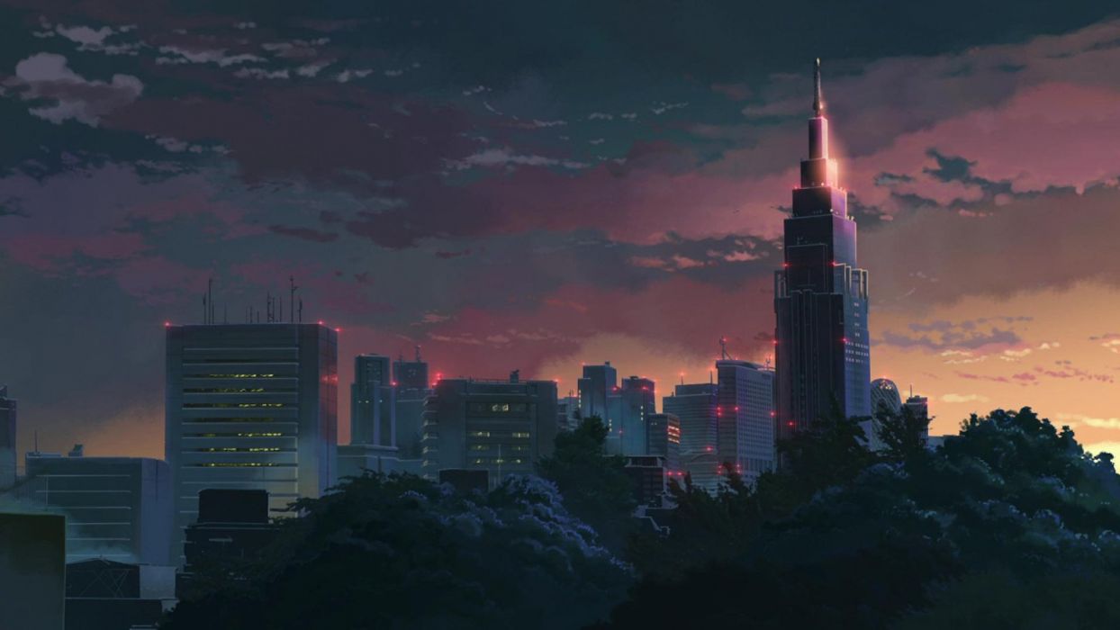 Anime original city scenery wallpaperx900