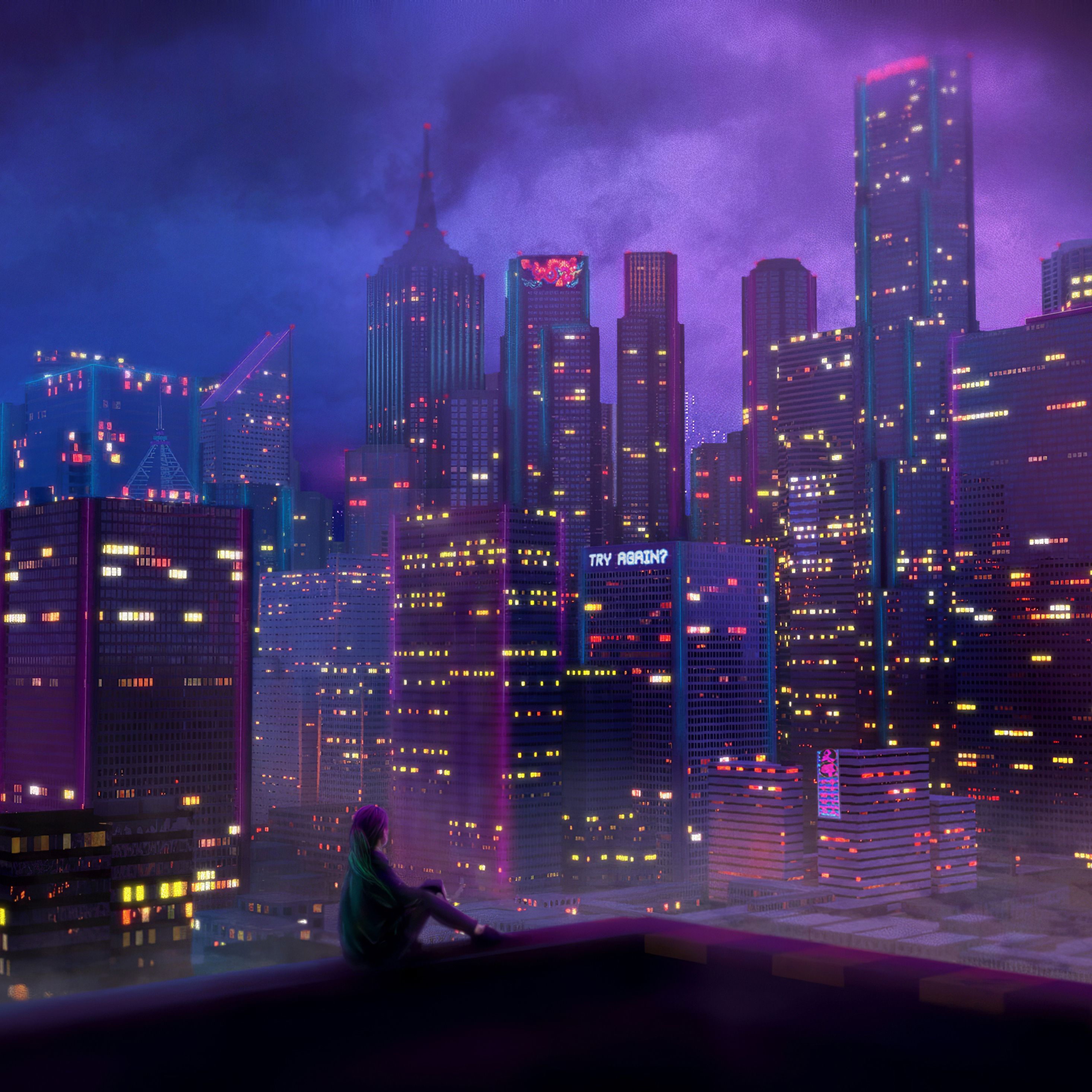 Anime City Girl 4k iPad Pro Retina Display HD 4k