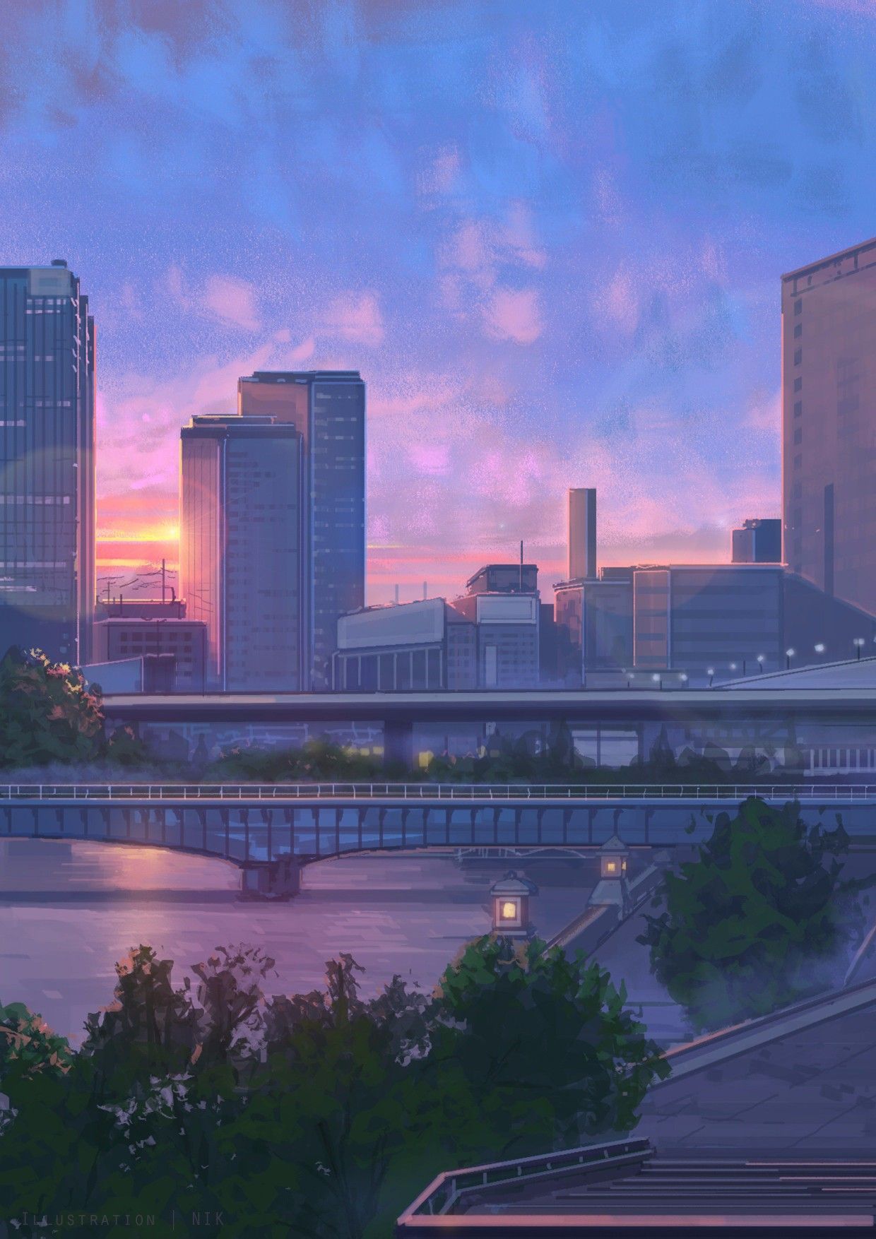 Anime #sky #art #kawaii #Wallpaper #Sunset #View #night #Beautiful