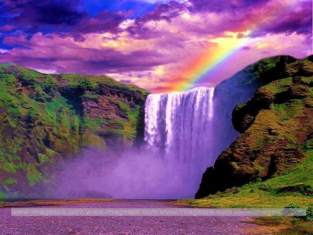 Desktop Wallpaper Waterfalls with Rainbow