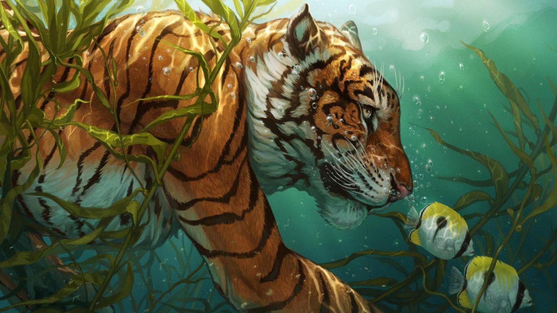 Tiger Wildlife Artwork Wallpaper