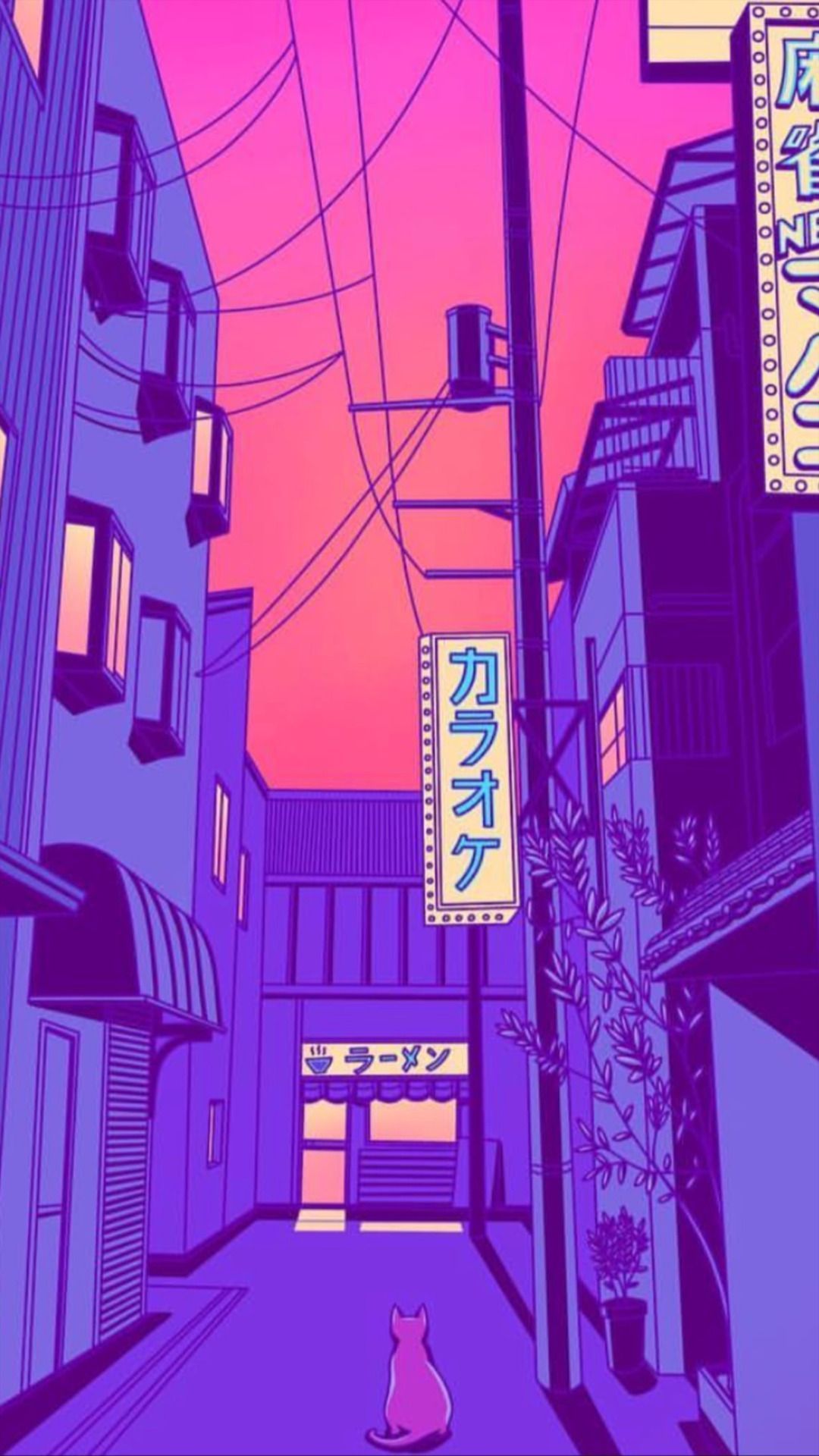 Download Japanese Aesthetic iPhone PurpleThemed Street Wallpaper   Wallpaperscom