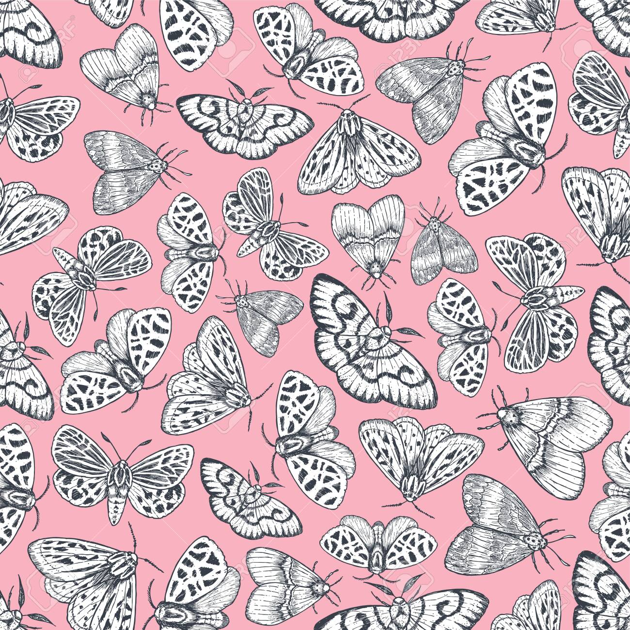 Free download Butterflies Seamless Pattern Various Moth Background
