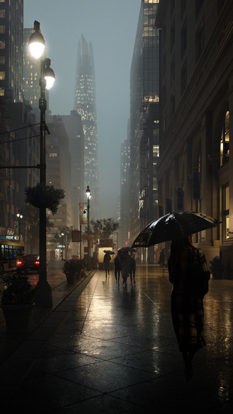 Rainy City Night Wallpaper