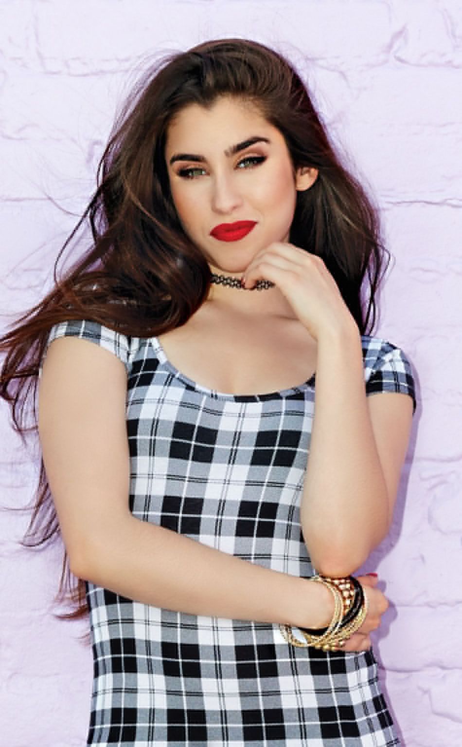 Desktop Wallpaper Lauren Jauregui, Smile, Red Lips, 2018, HD Image