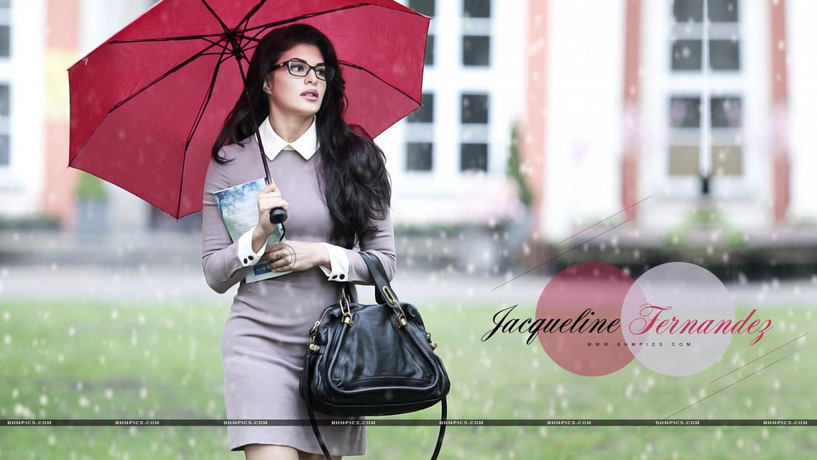 Jacqueline Fernandez With Red Umbrella HD desktop wallpaper