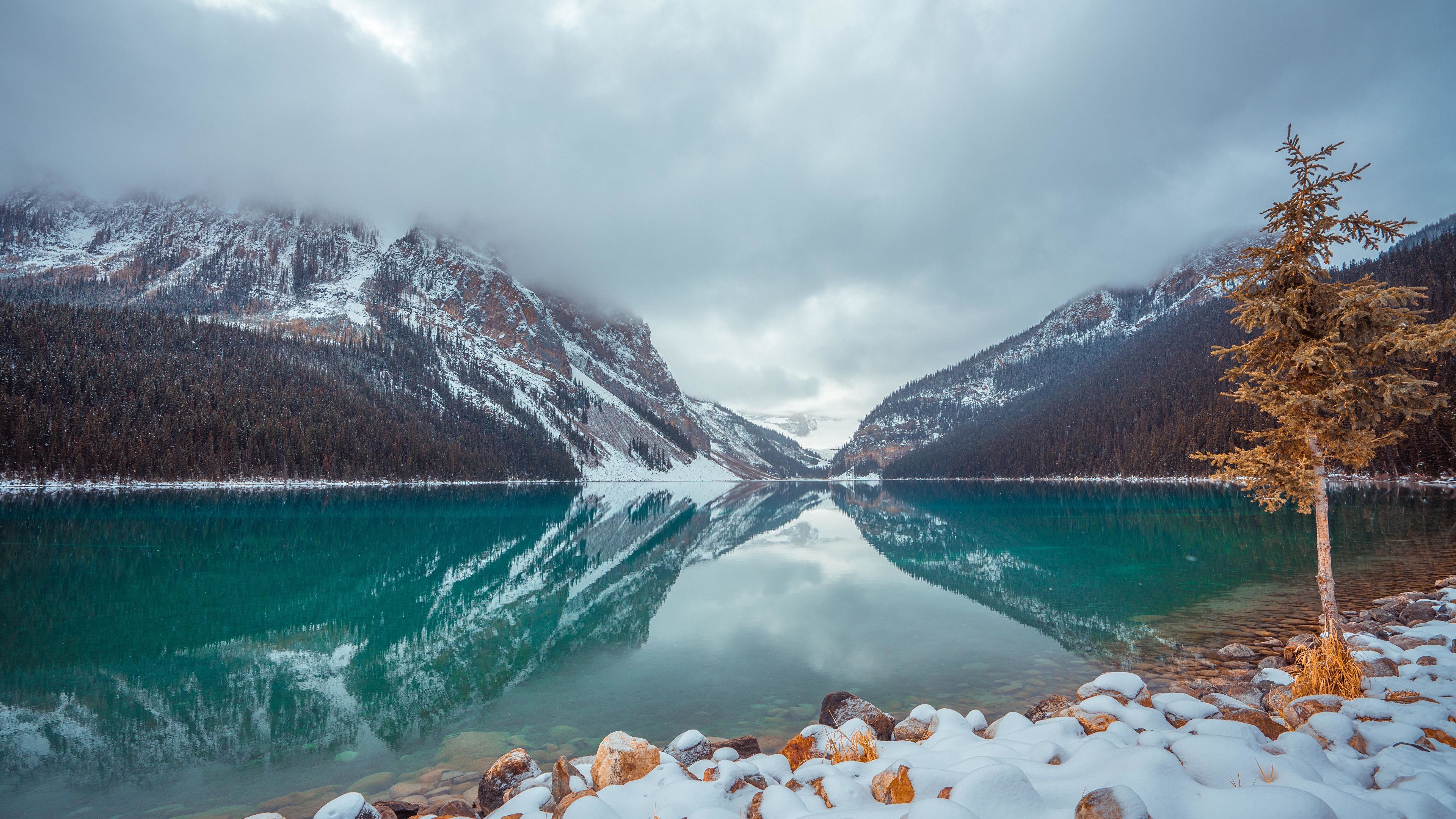 Image Banff Canada lake Louise Nature Mountains Lake Snow 3840x2160