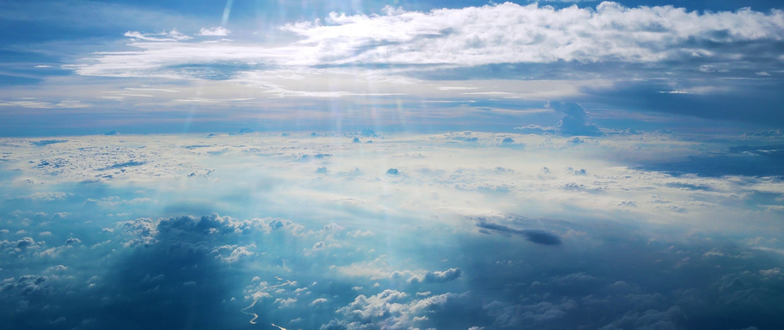 Download Clouds, 4k, HD wallpaper, sky, blue, river, sun, rays