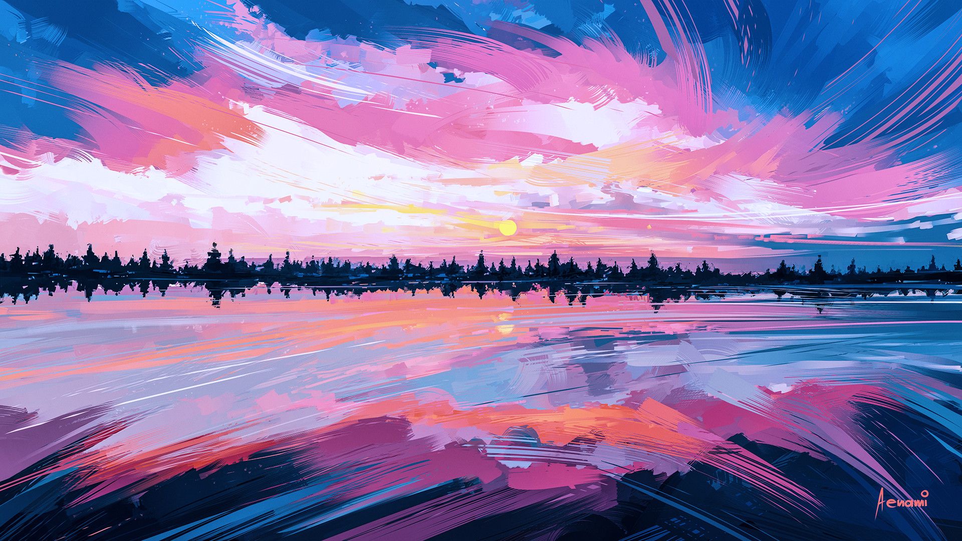 Lake River Reflection Clouds, HD Artist, 4k Wallpaper, Image