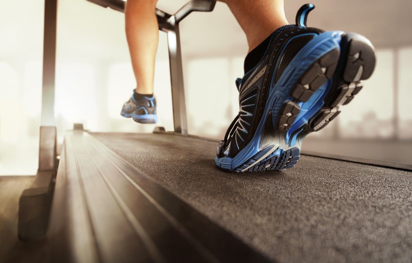 Wallpaper shoes, gym, running on treadmill image for desktop, section спорт