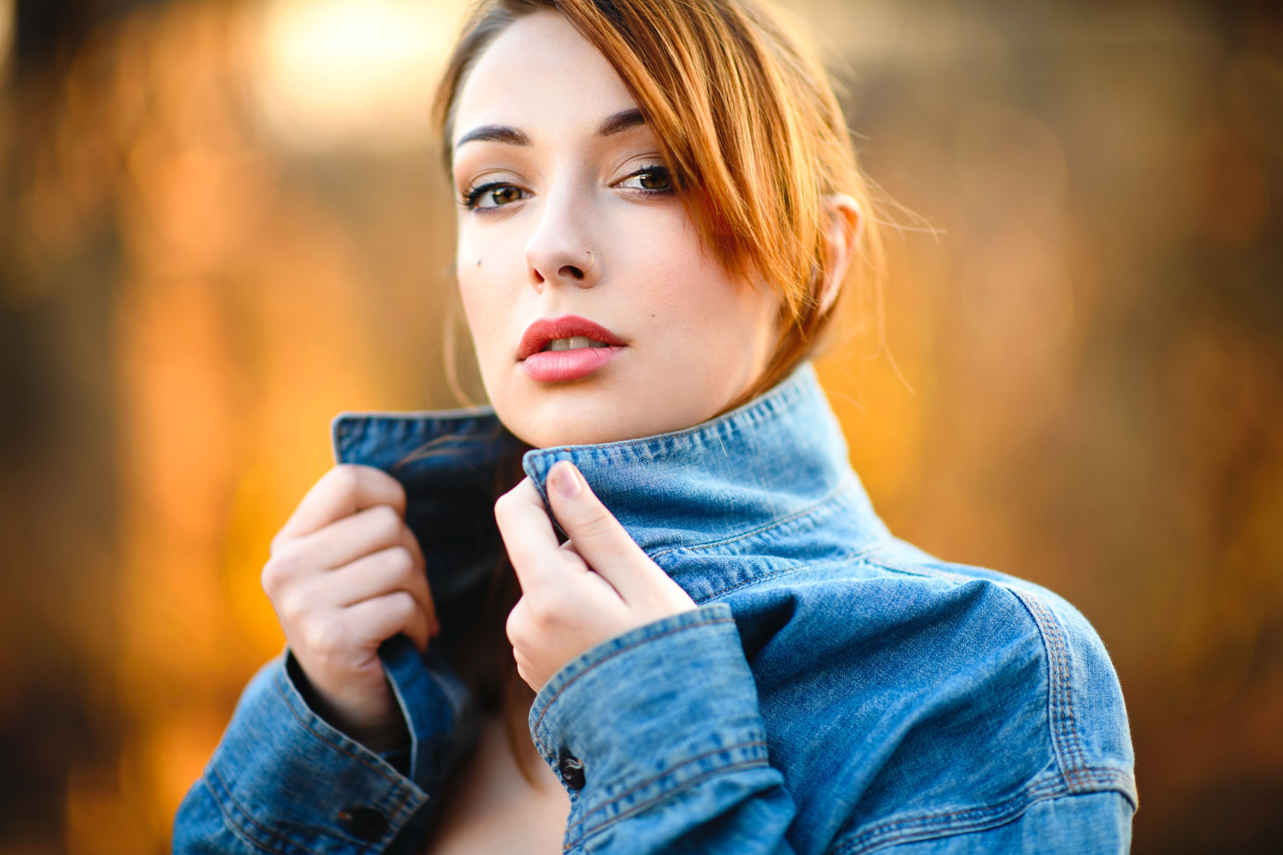 Red Head Beautiful Girl Closeup Depth Of Field 1440P