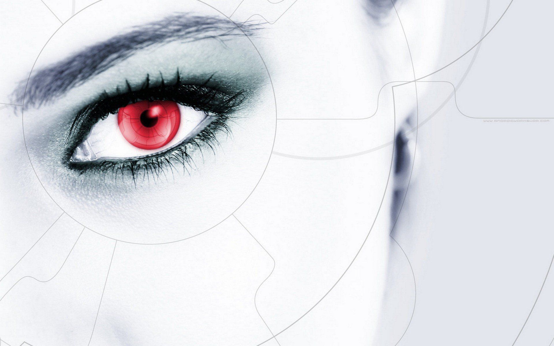 close up, Futuristic, Red, Eyes, Cyber, Girls Wallpaper HD