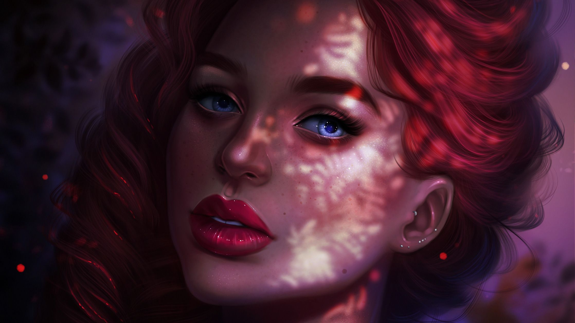 Red Head Girl Portrait Face Closeup, HD Fantasy Girls, 4k