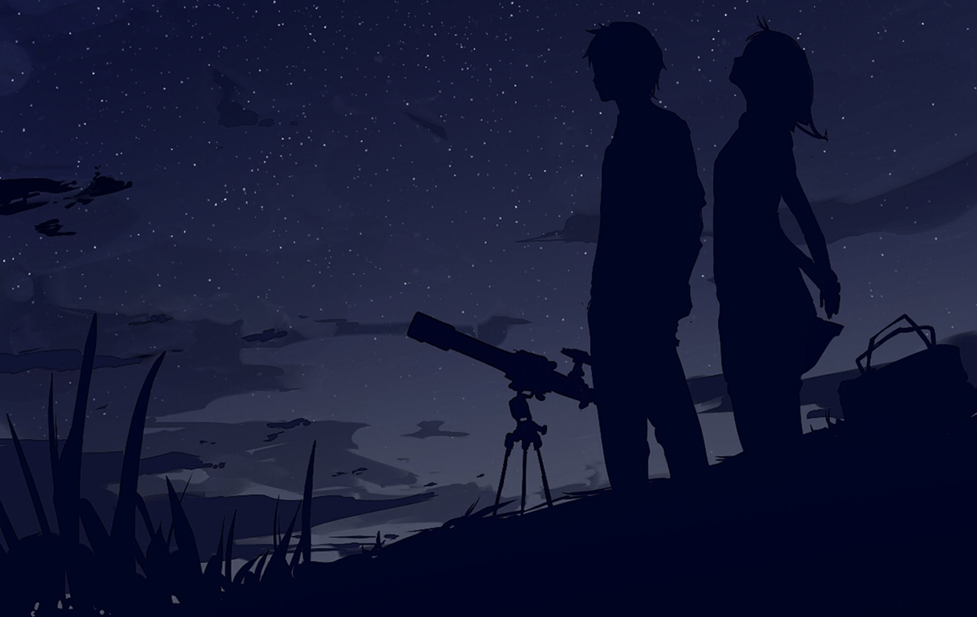 High Resolution Anime Night Sky Wallpaper