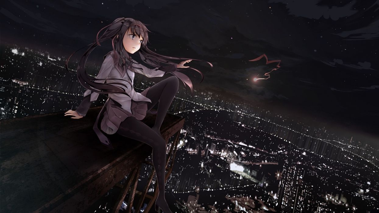 Night stars ribbons Mahou Shoujo Madoka Magica anime Akemi Homura