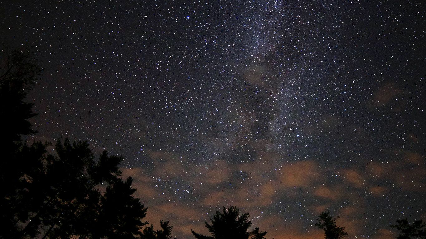 Night Sky Stars Milkyway Wood Nature Dark Wallpaper