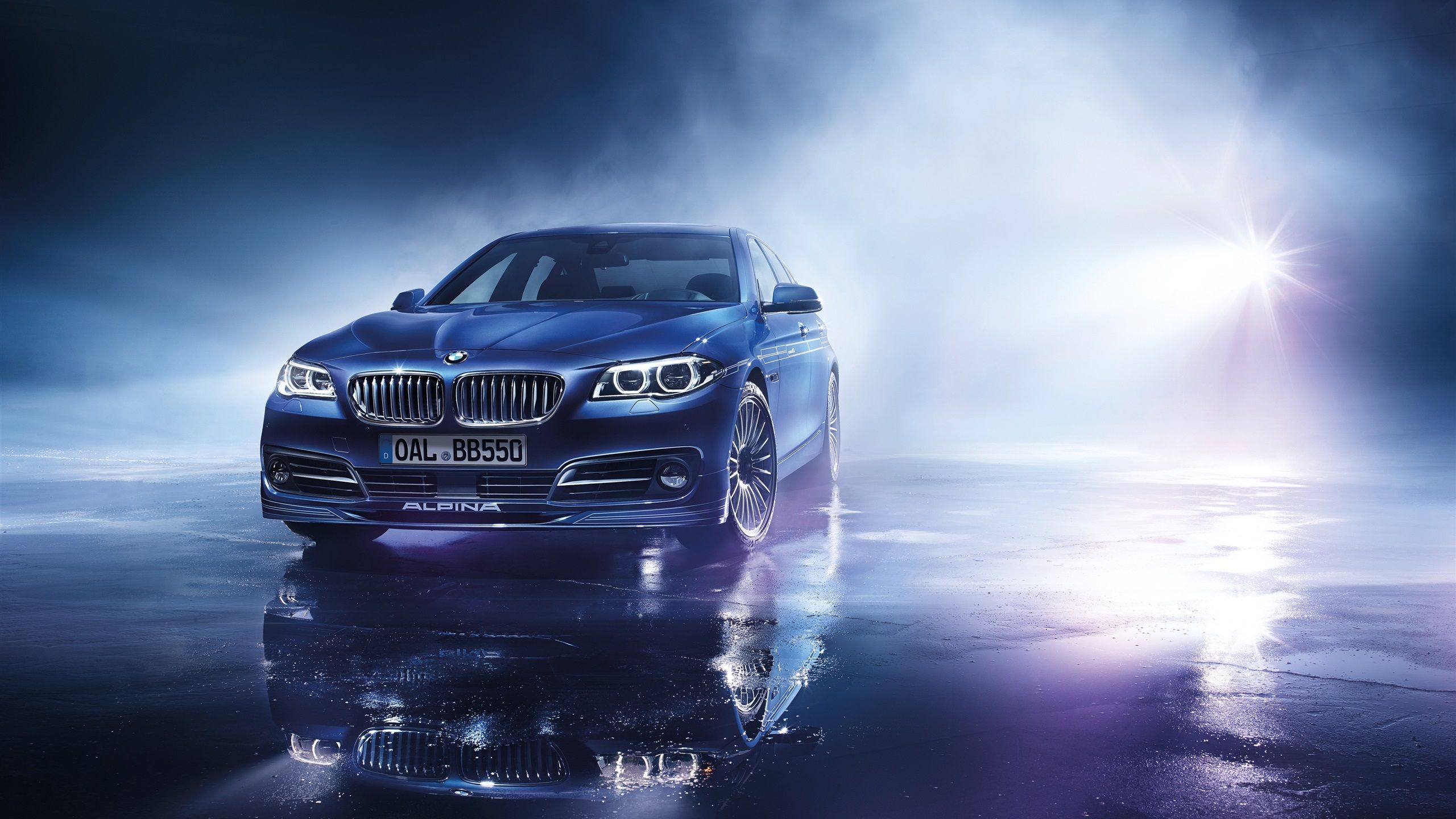Wallpaper 2015 BMW Alpina B5 limousine, blue car 2560x1600 HD