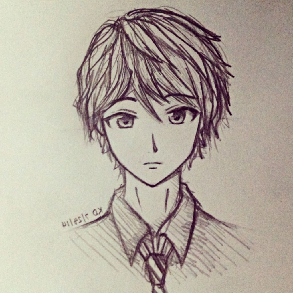 sad anime boy drawing