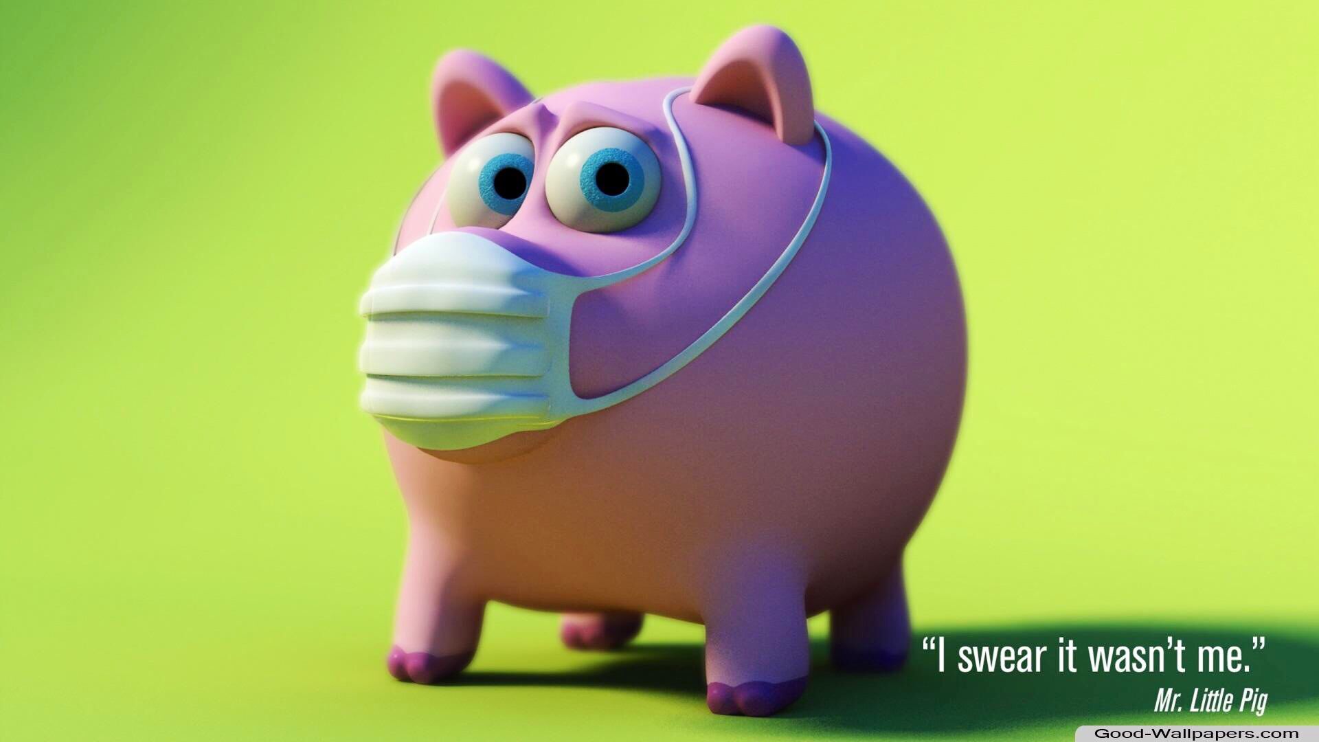 Pig with mask cartoon art. Pig cartoon, Little pigs, Pig wallpaper