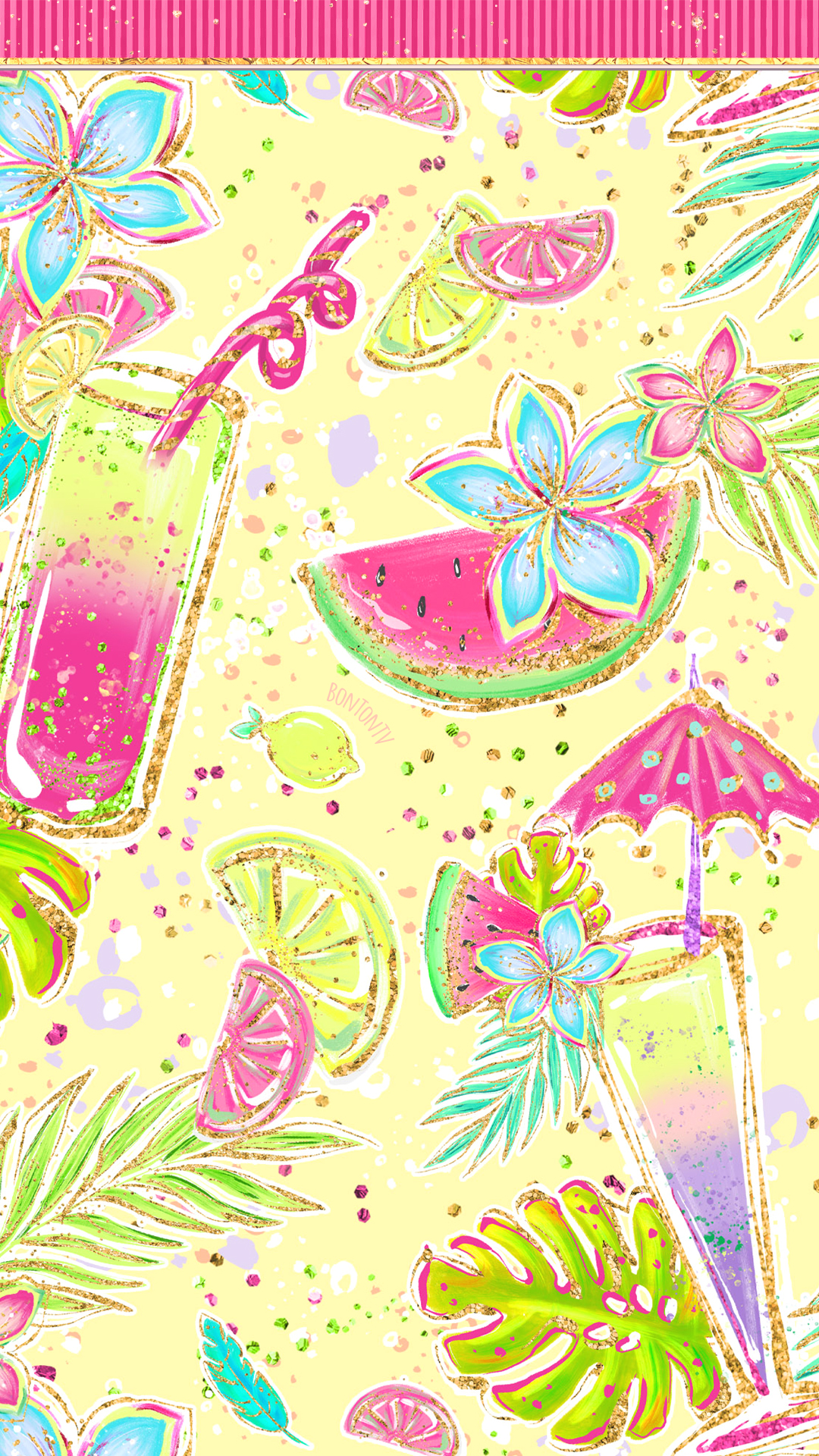 Phone Wallpaper HD Cute Glitter Hot Pink and Colorful Summer BonTon TV Background 1080x. Cute summer wallpaper, Glitter wallpaper, Summer wallpaper