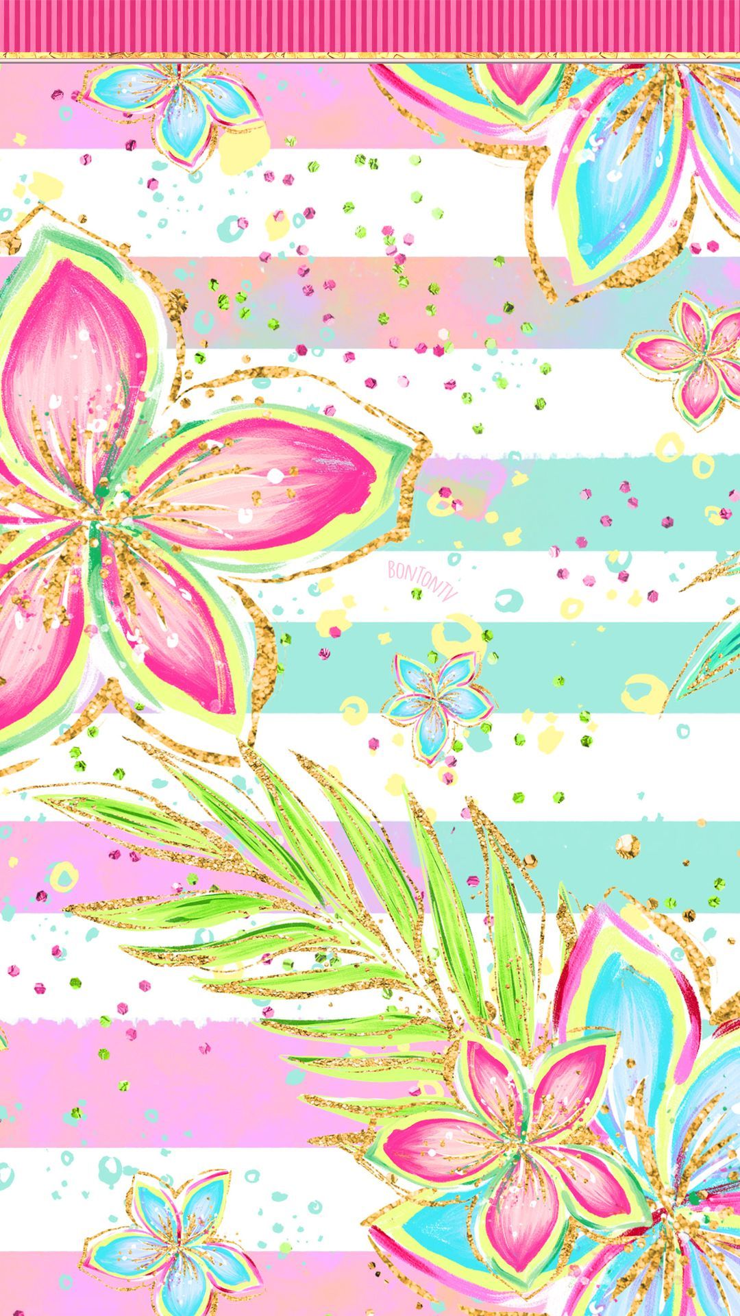 Phone Wallpaper HD Cute Glitter Hot Pink and Colorful Summer BonTon TV Background. Cute summer wallpaper, Summer wallpaper, Flower phone wallpaper