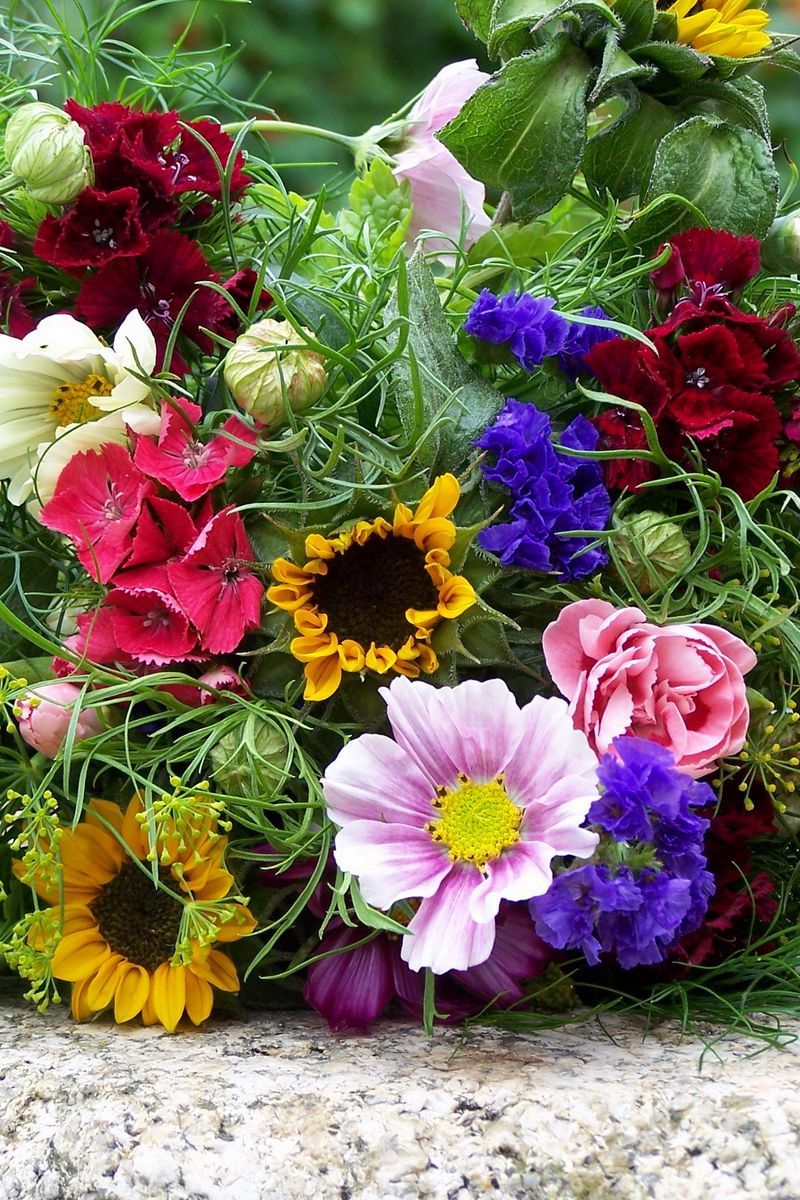 Download wallpaper 800x1200 flowers, bouquets, colorful, summer