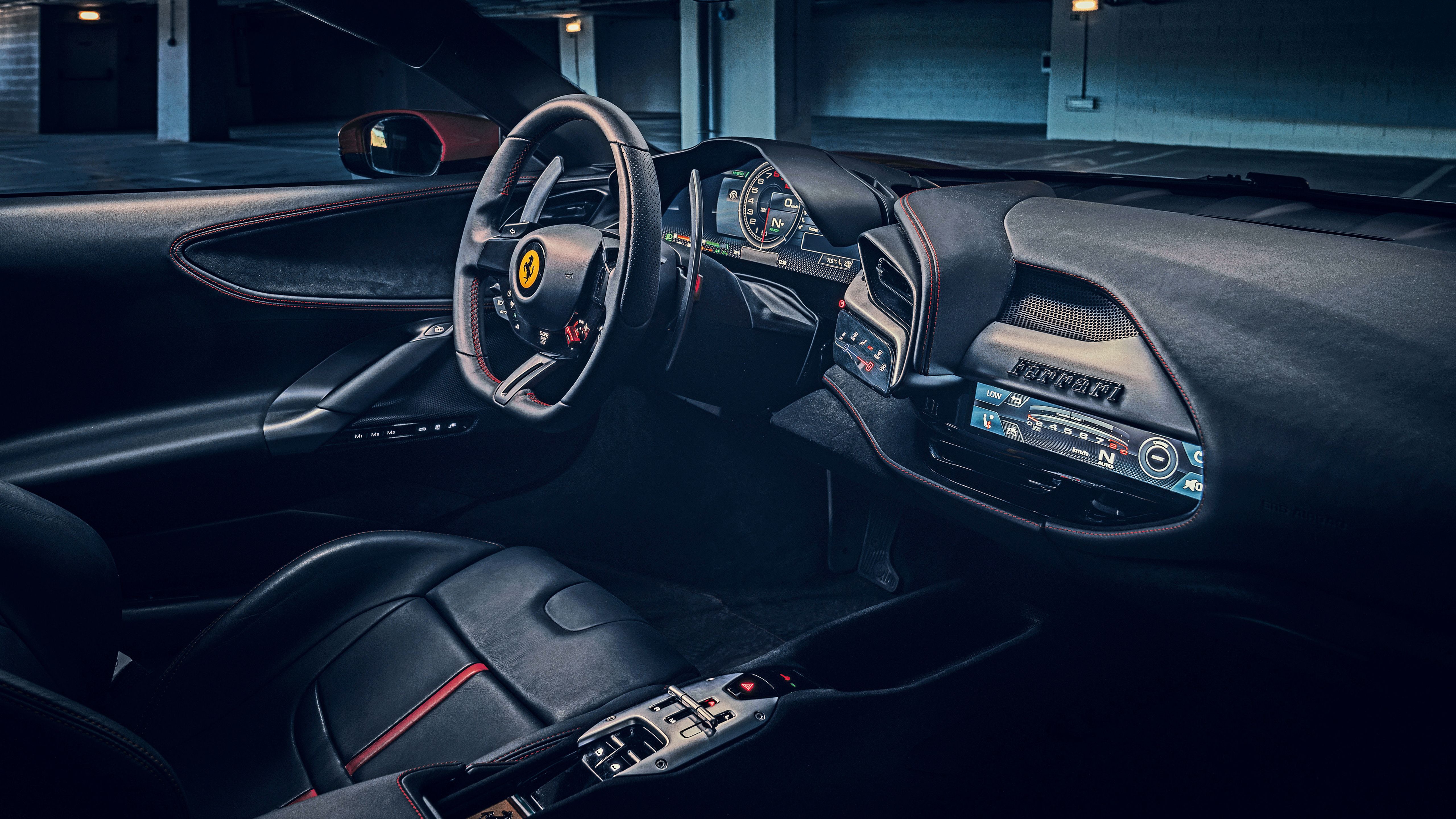 Ferrari SF90 Stradale 2019 4K Interior Wallpaper. HD Car