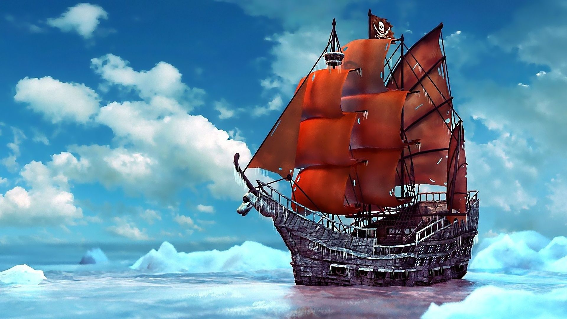 pirate, Ship, Ice, Snow, Ship, Ships, Boat, Boats, Pirates, Ocean