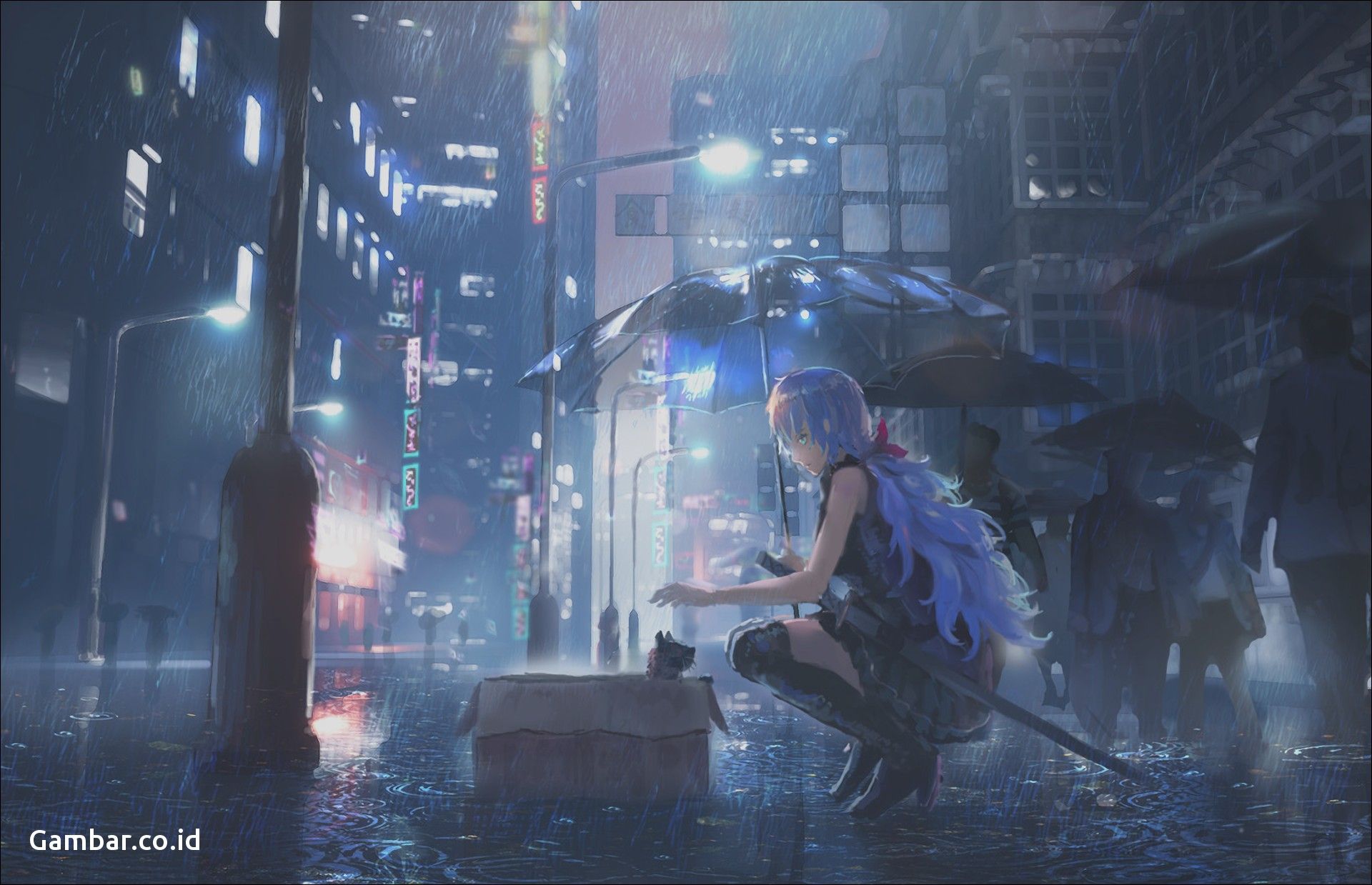 Anime City Night Background
