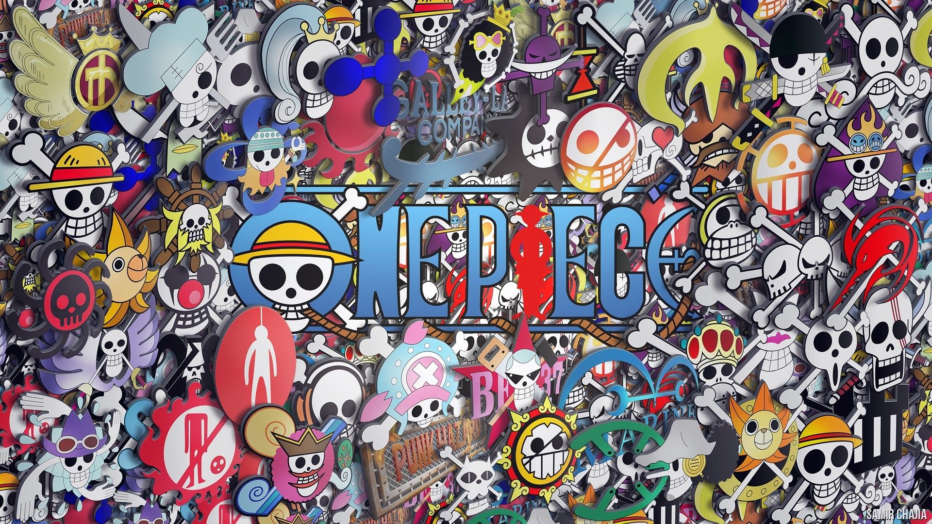 original characters, One Piece, anime, colorful, collage