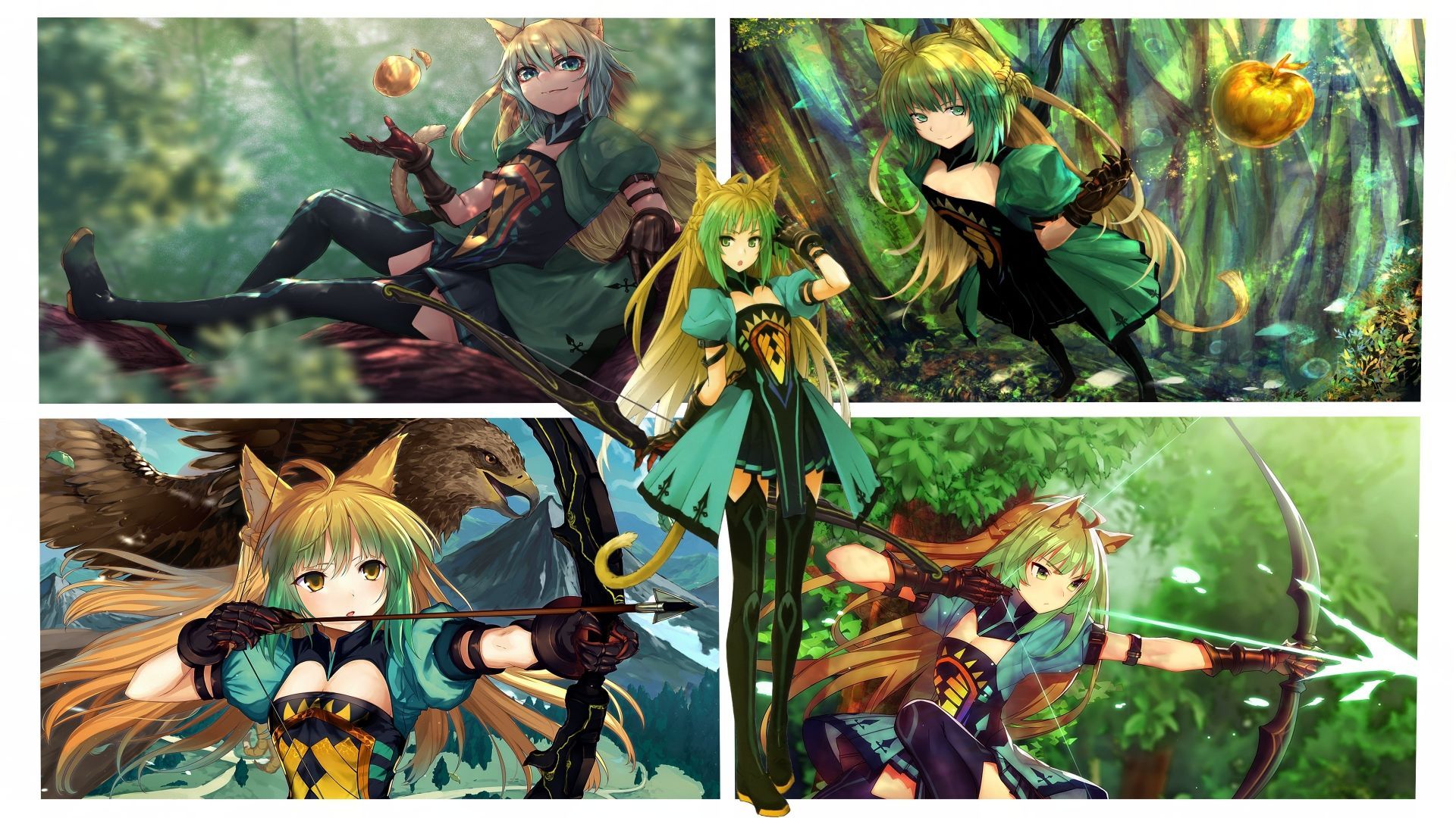 Desktop wallpaper collage, atalanta, fate series, anime girl, HD