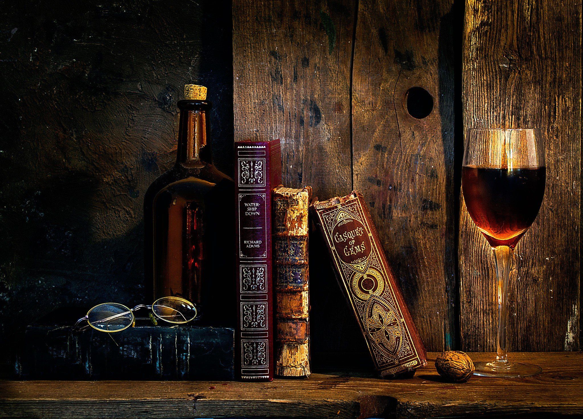 old, Books, Wine, Glasses Wallpaper HD / Desktop and Mobile