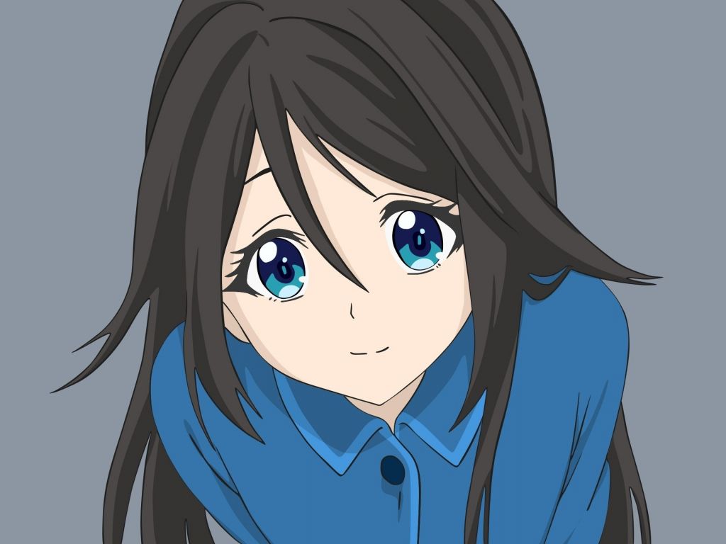 Desktop wallpaper dark hair, cute, blue eyes, reina izumi