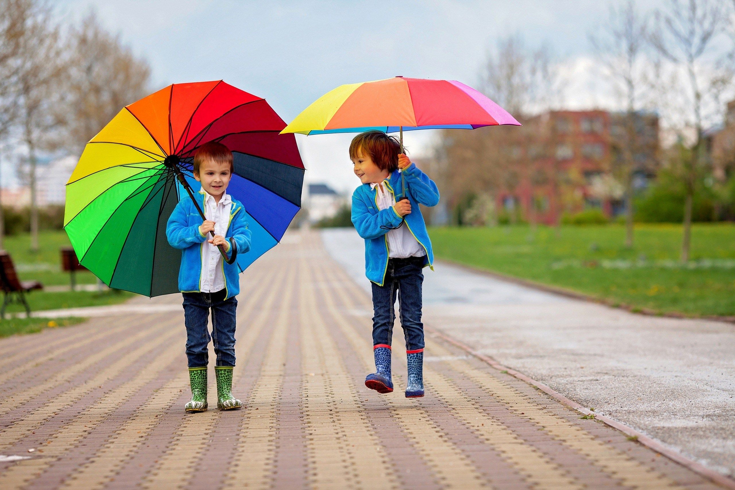 Stylish Cute Boys With Umbrella Jacket HD Wallpaper Small Image