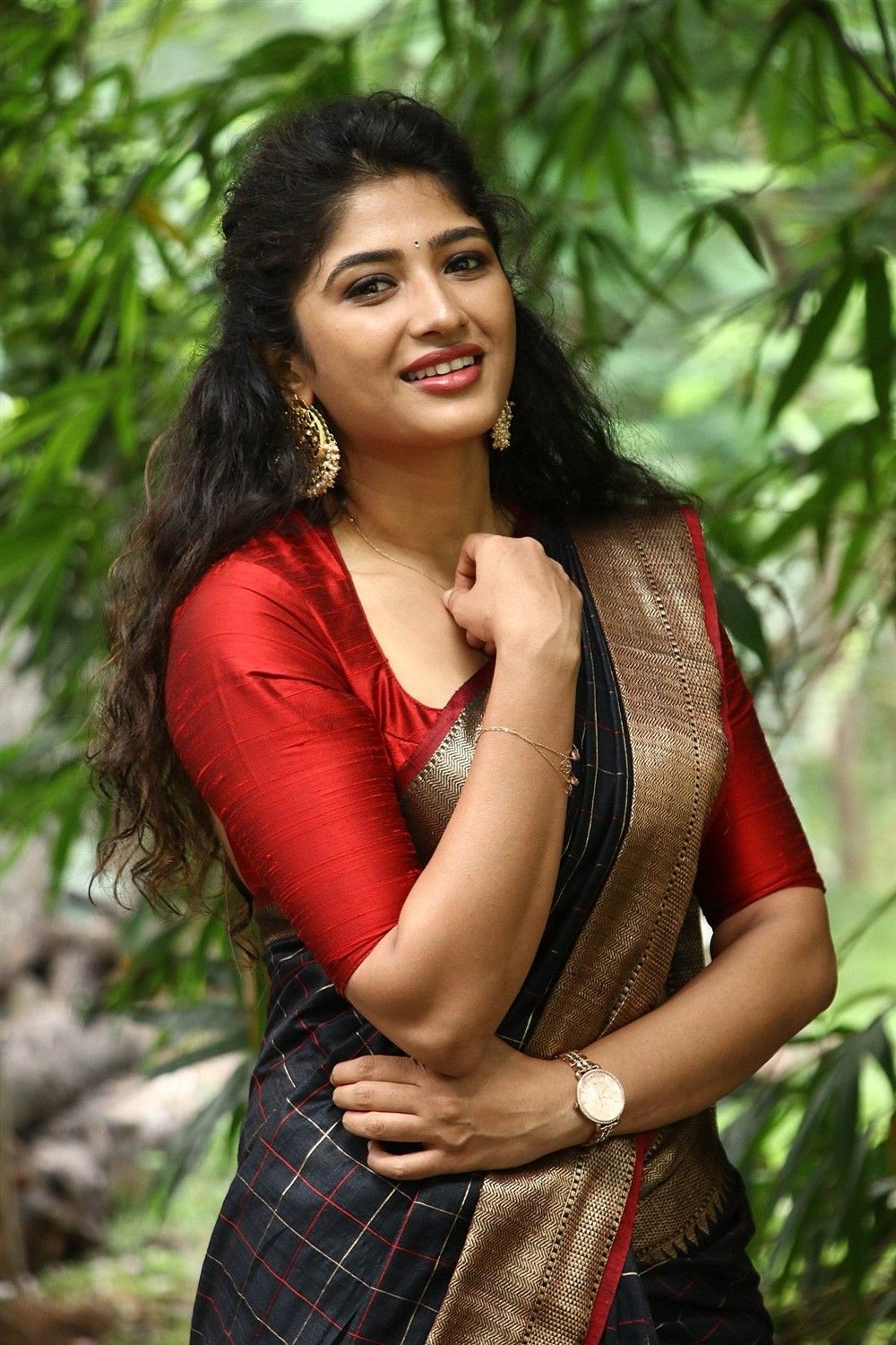 Actress Roshini Prakash Saree Image Jada Movie Audio Launch