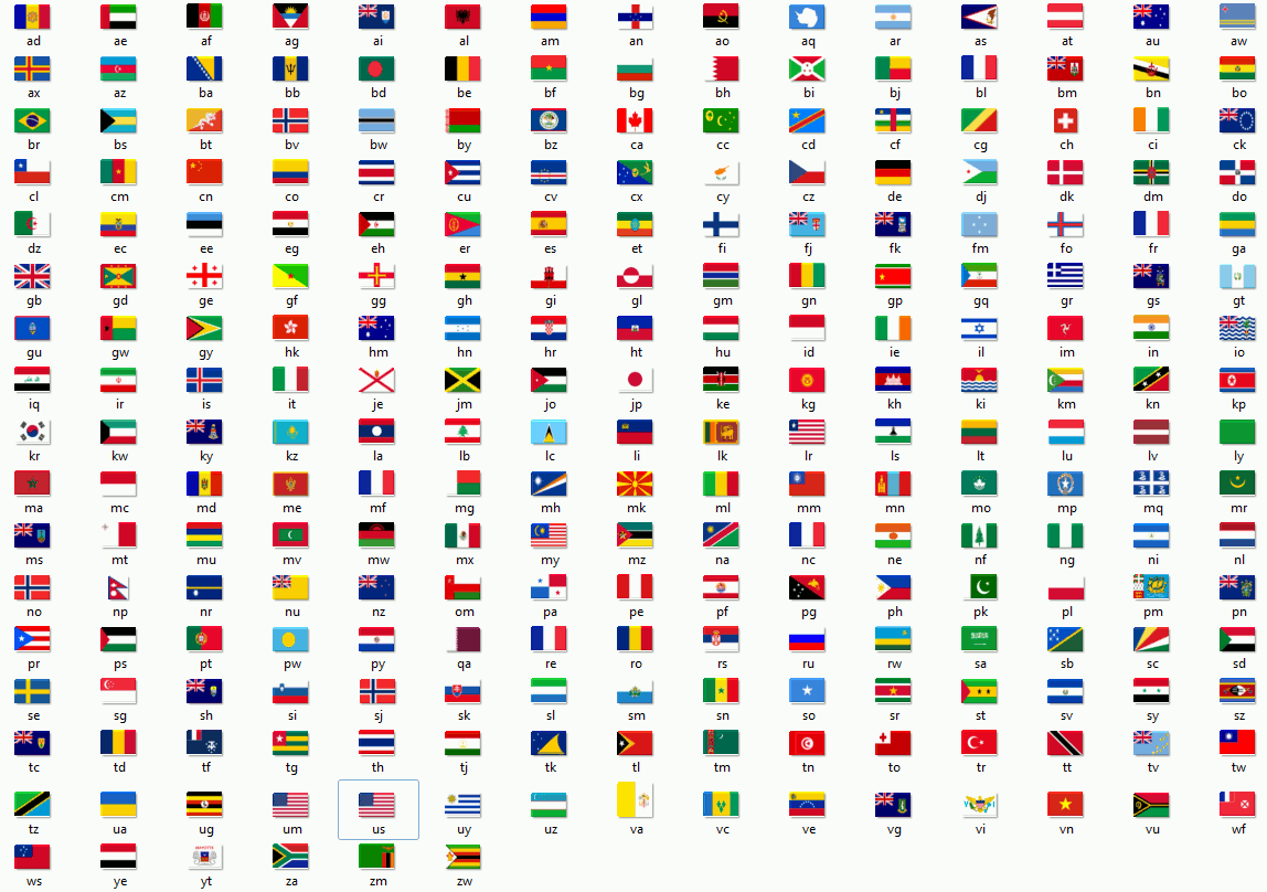 flags of the world with names of countries