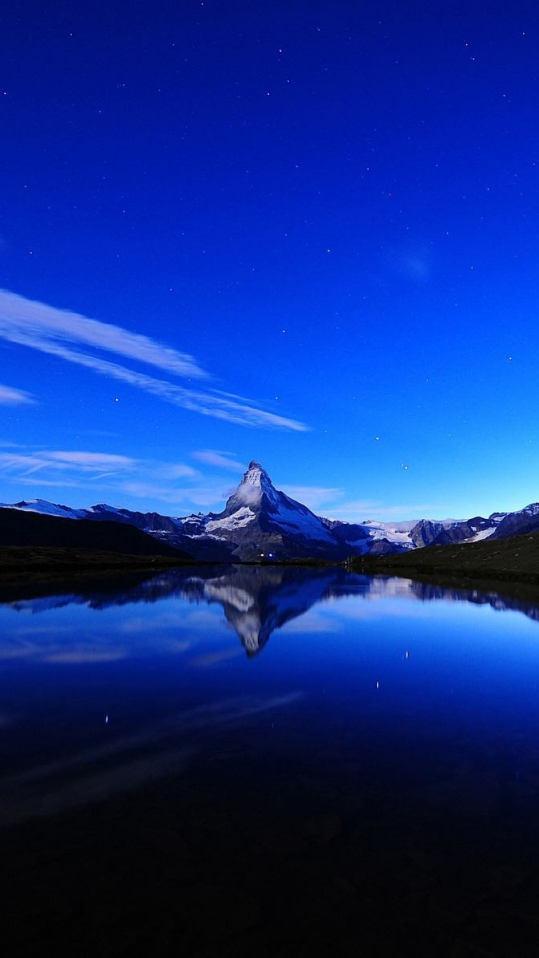 Free download 1080x1920 Wallpaper lake stars sky twilight mountain