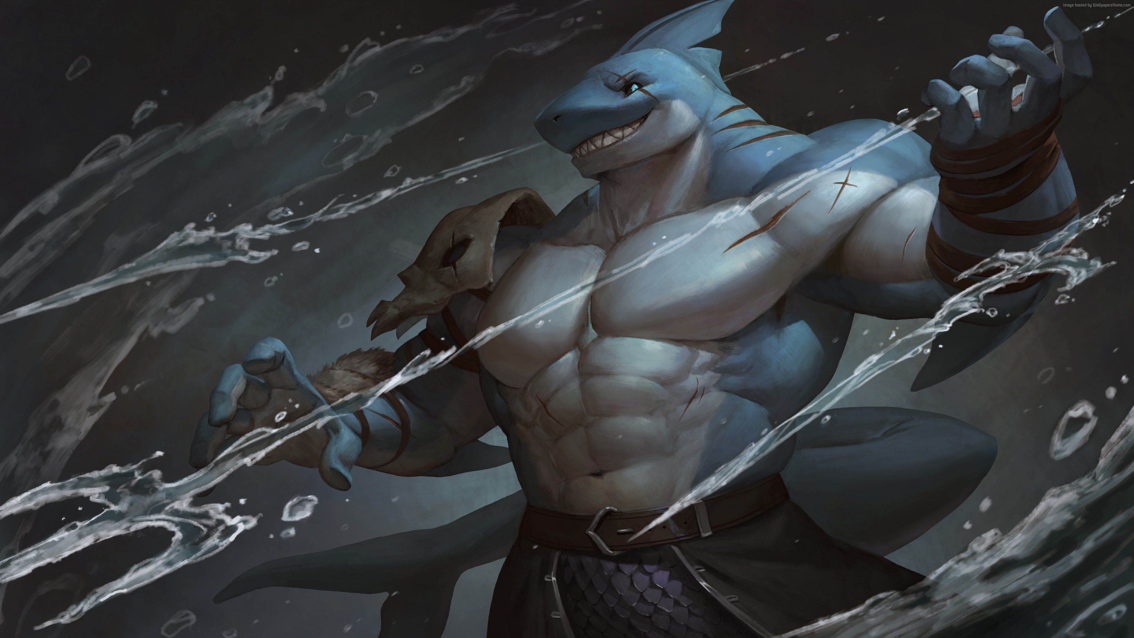 Wallpaper Shark, Trident, Warrior, 4K, Art Wallpaper Download