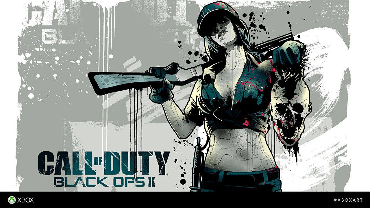Photos Call of Duty Skulls Shotgun warrior Black Ops II female vdeo